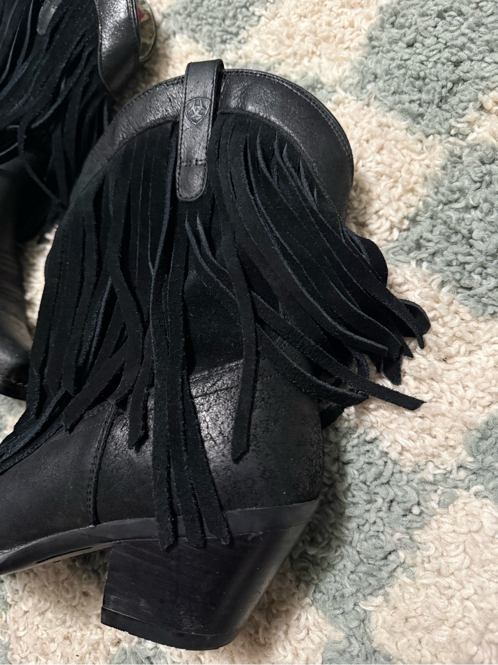 Ariat Women Western Gold Rush Black Leather Suede Fringe Cowgirl Boots Size 8B - Picture 4 of 16
